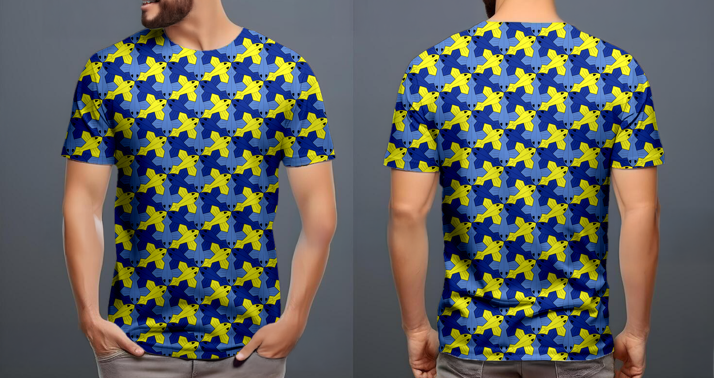 Peces alados azul amarillo