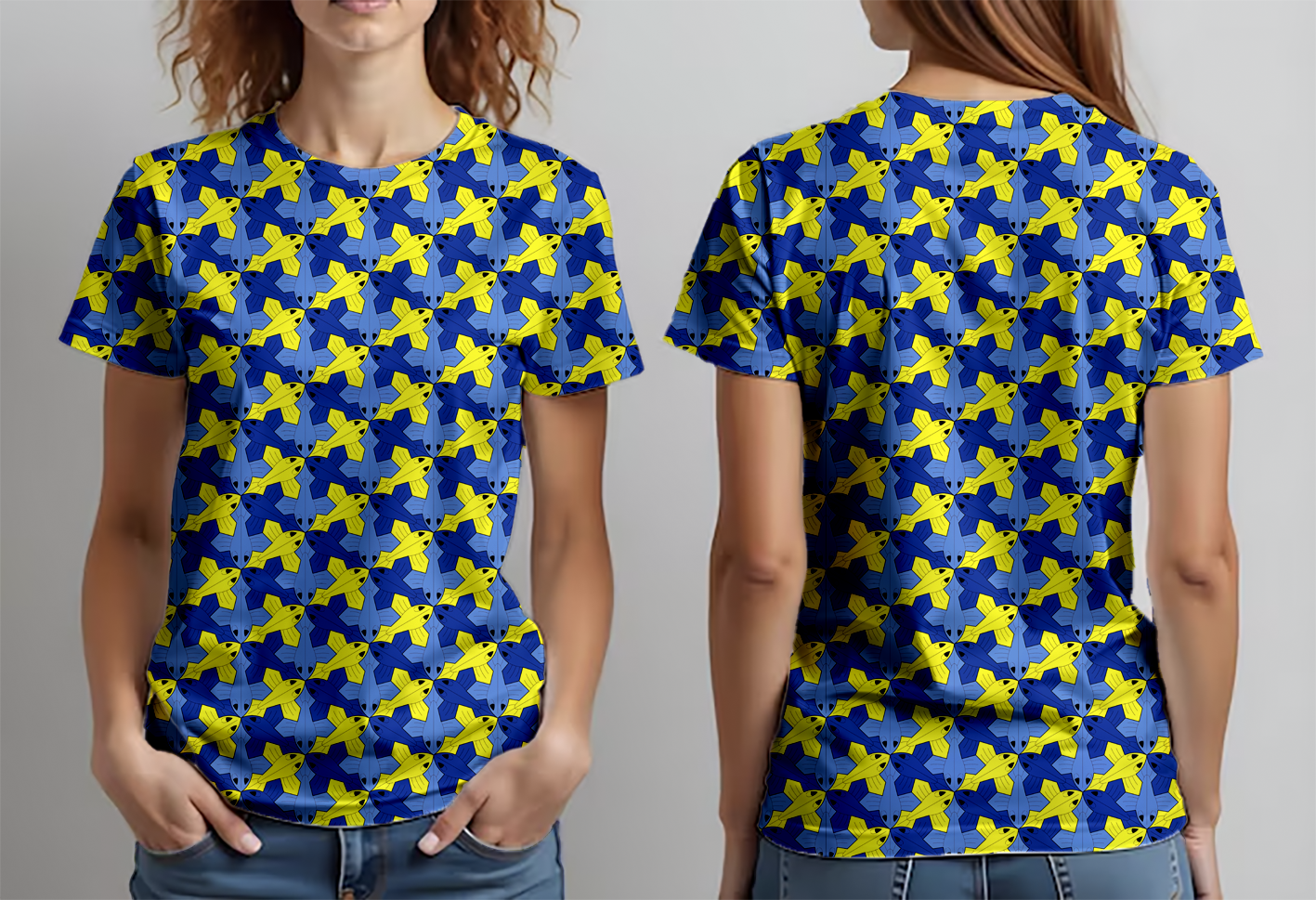 Peces alados azul amarillo