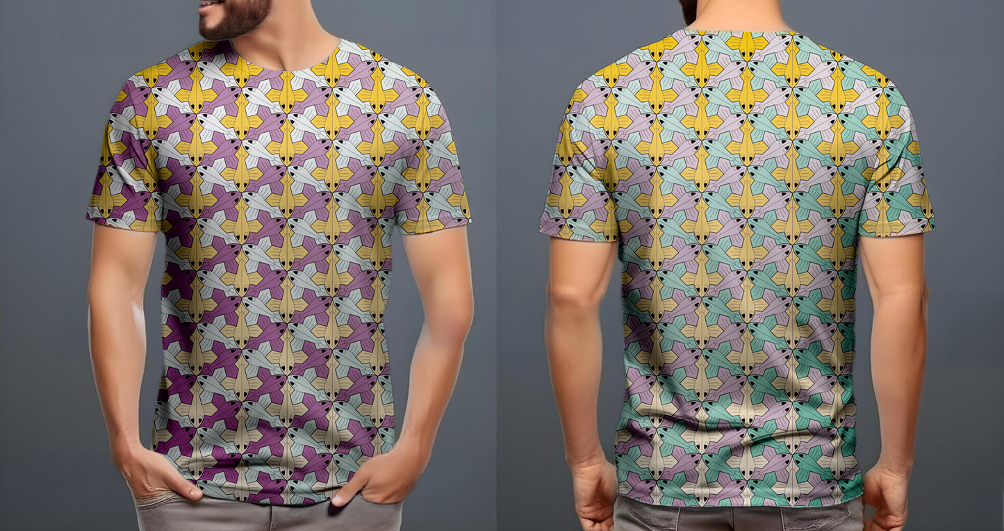 Peces alados morado amarillo