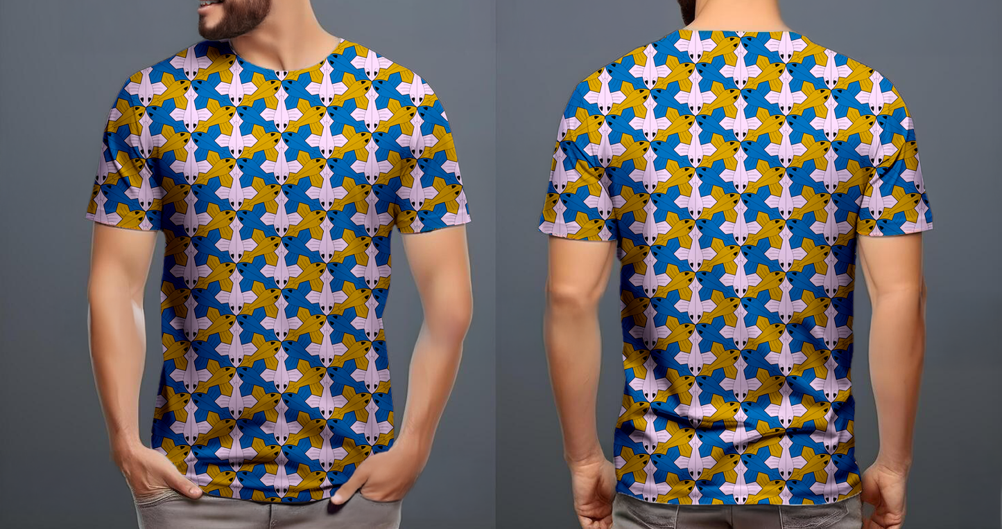 Peces alados naranja azul