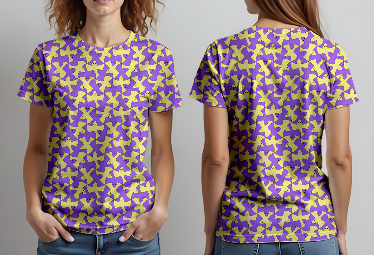 Peces morado amarillo