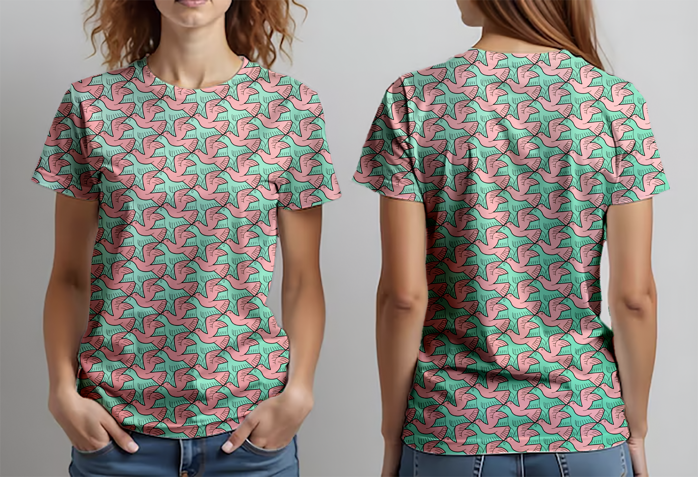 Pájaros rosa turquesa