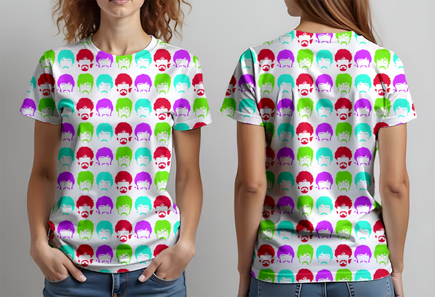 The Beatles verde celeste rojo rosa