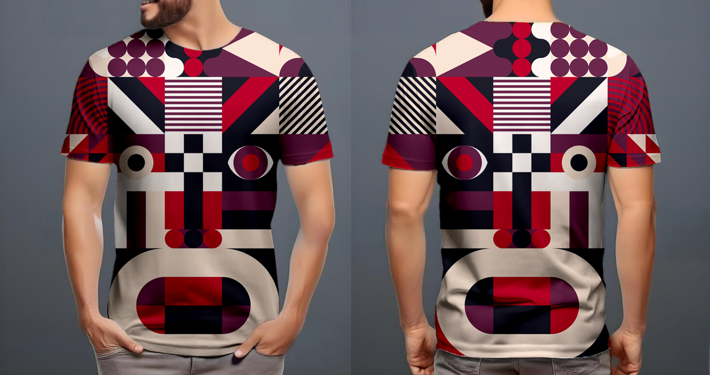 Máscara blanco negro rojo