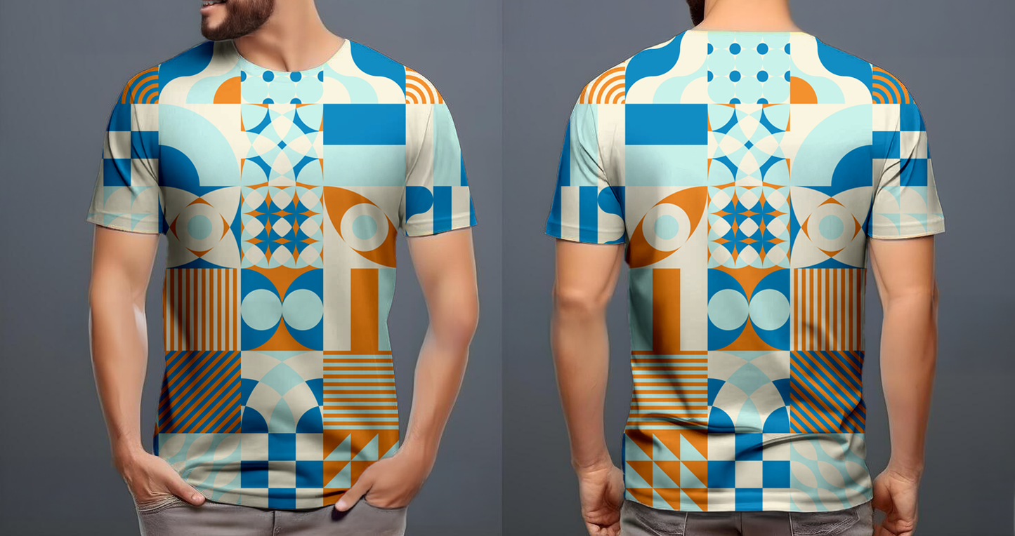 Máscara naranja azul celeste