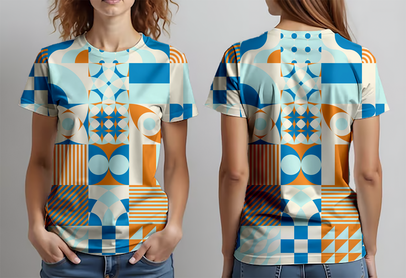 Máscara naranja azul celeste