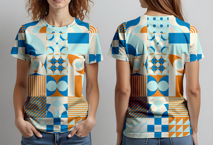 Máscara naranja azul celeste